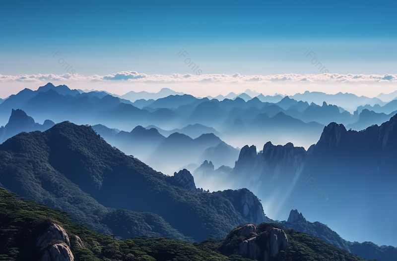 清晨黄山风光,高清,摄影图,摄影图片,图片大全,摄影图免费下载